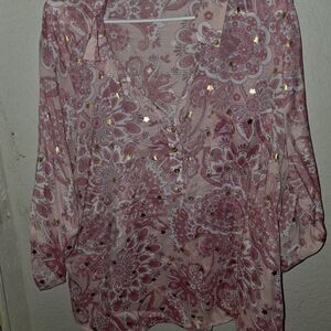 Chic Pink Paisley Women's Blouse